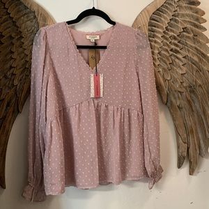 Dusty roses Swiss for baby doll blouse NWT